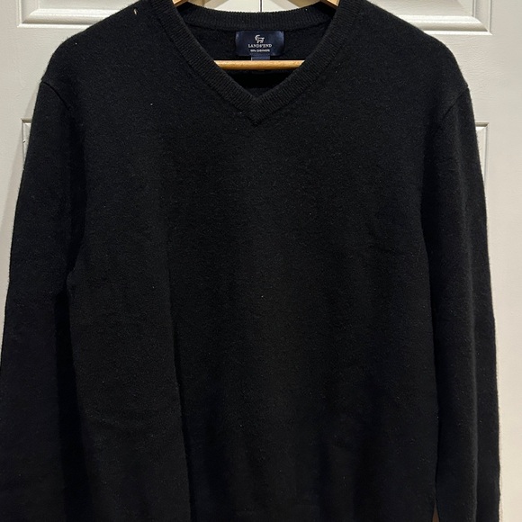 Lands' End Men's Classic Black V-Neck Sweater